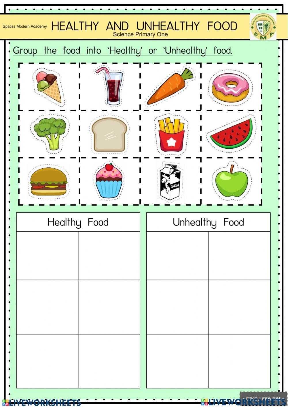 Healthy Food Free Interactive Worksheets 1922433