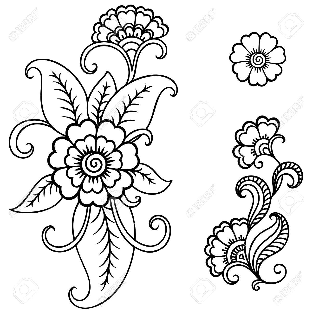 Henna Tattoo Flower Template Mehndi Royalty Free SVG Cliparts 