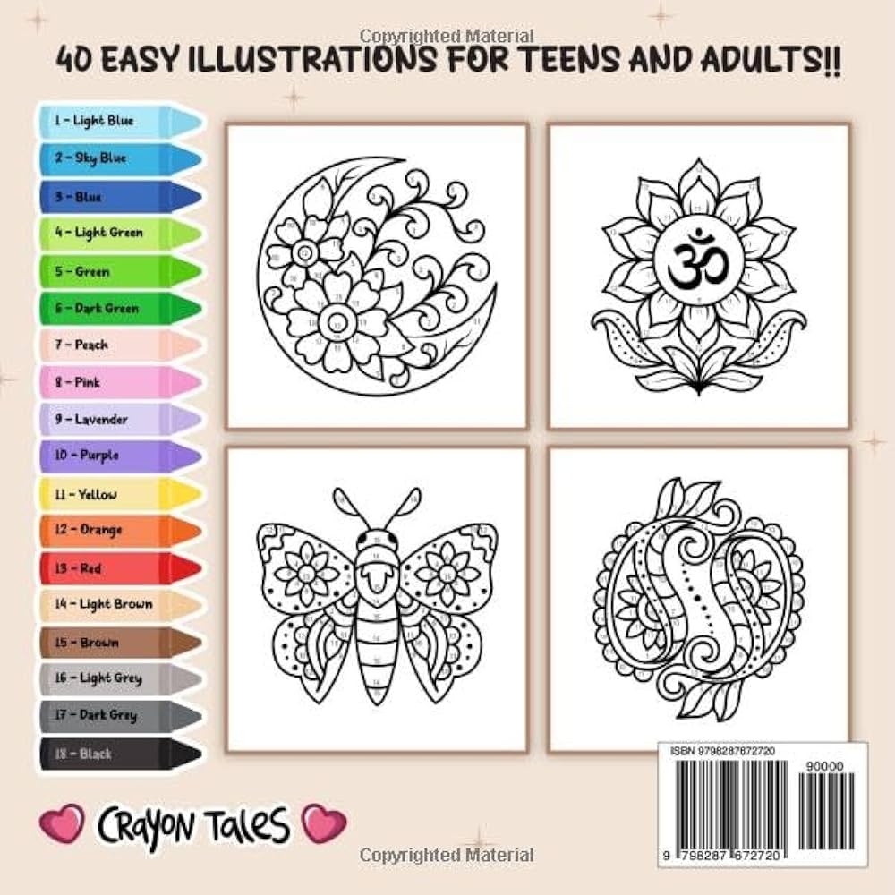 Henna Tattoos Color By Number Large Print Bold And Easy Coloring 