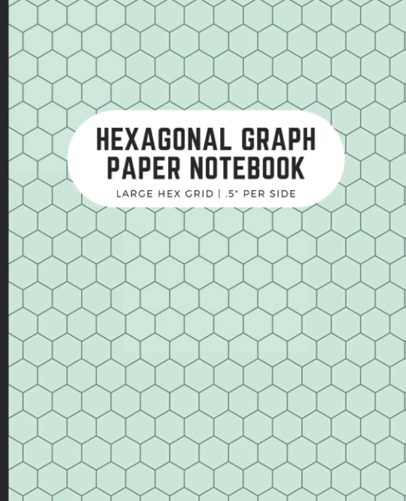 Hexagonal Graph Paper Notebook Large Hex Grid 5 Per Side Perfect For Gamers Drawing Maps Quilters 7 5x9 25 In 120 Pages Seafoam Blue 