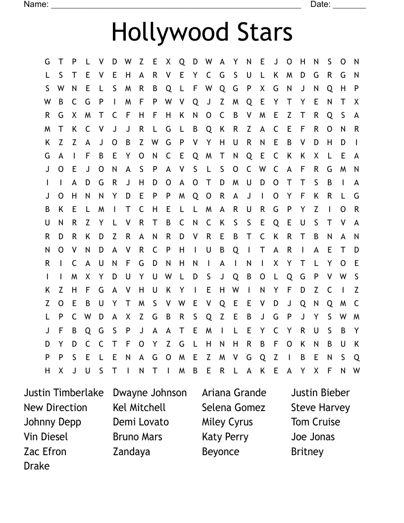 Easy Celebrity Crossword Puzzles