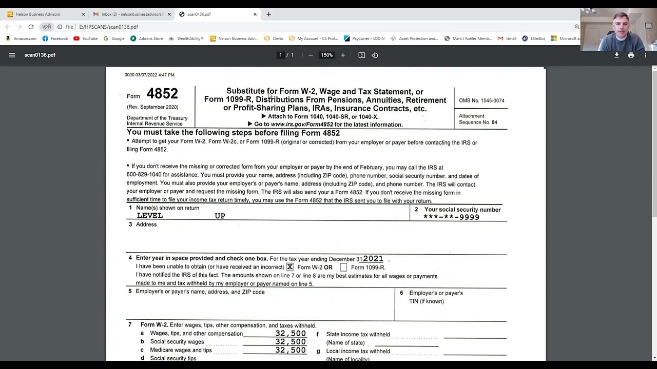  How To File Taxes Without A W 2 Tax Form 4852