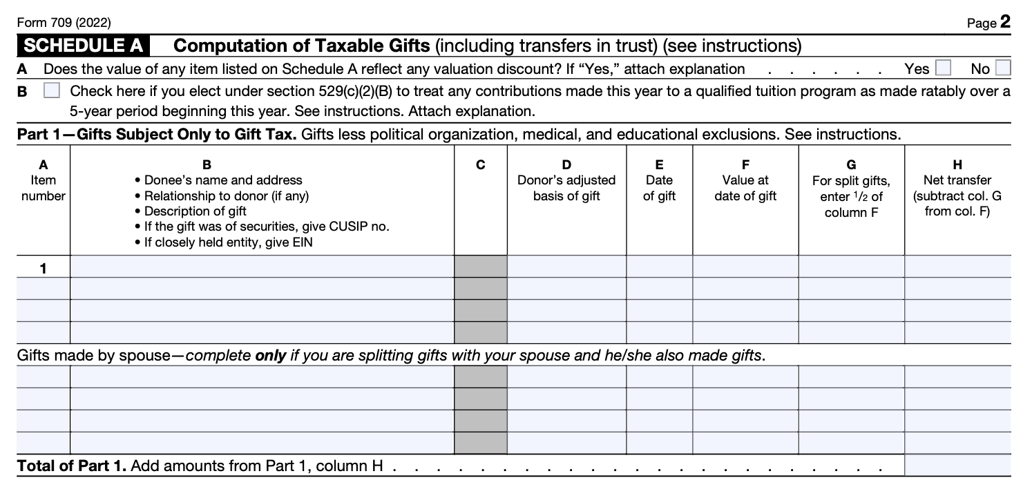 Completed Sample Irs Form 709 Gift Tax Return