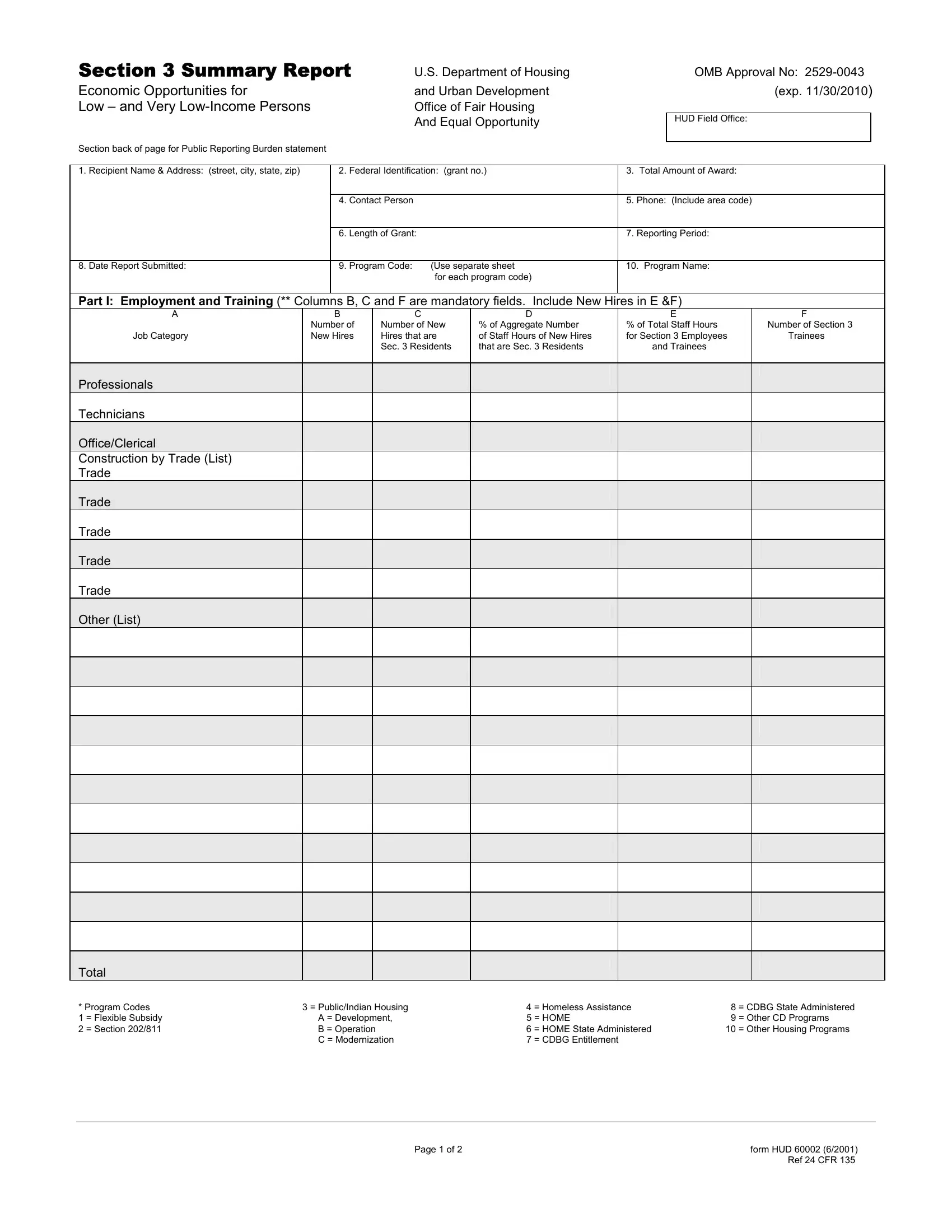Hud Form 60002 Fillable Fill Out Printable PDF Forms