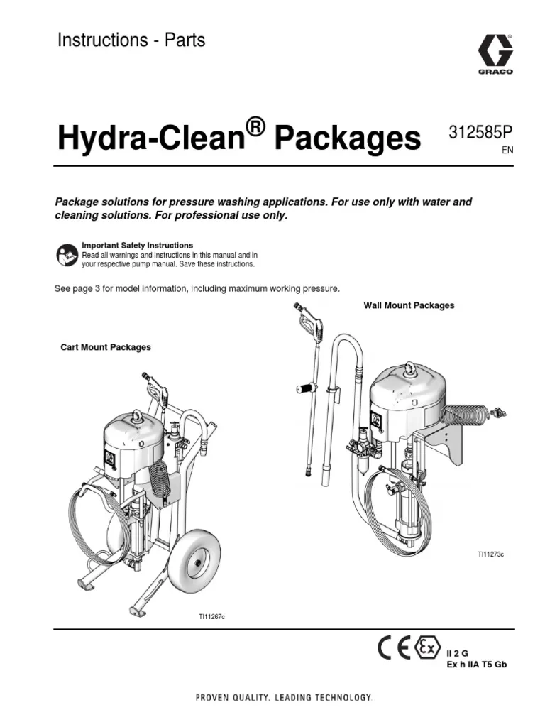 Hydra Clean Packages Instructions Parts PDF Pump Valve