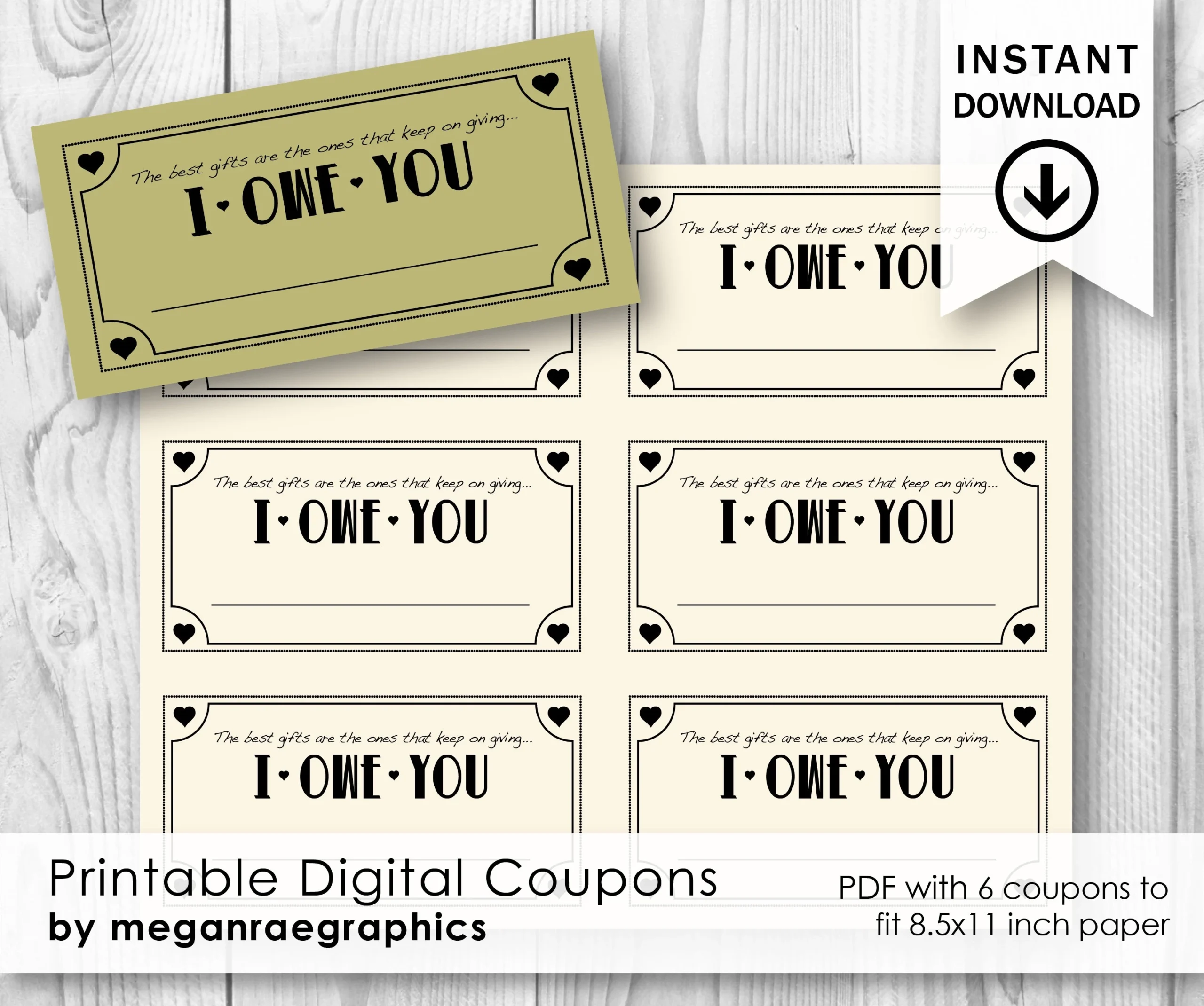 I Owe You Printable Etsy UK