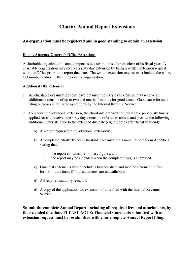 IL Charity Annual Report Extensions Form Fill Online Printable 