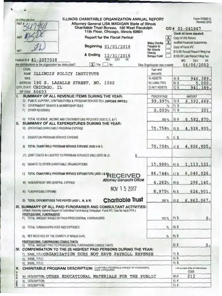 Illinois Attorney General Form Ag990-Il