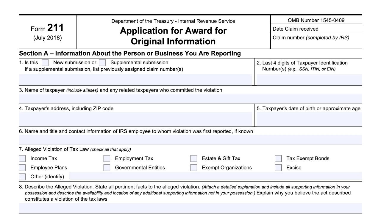 IRS Form 211 Walkthrough ARCHIVED COPY READ COMMENTS ONLY