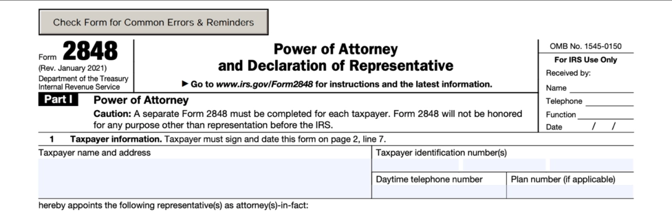 Irs Poa Fax Form 2848
