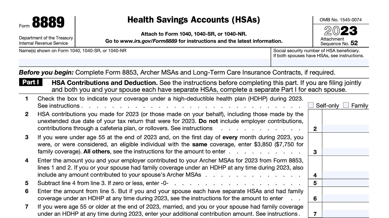 IRS Form 8889 Walkthrough Health Savings Accounts 