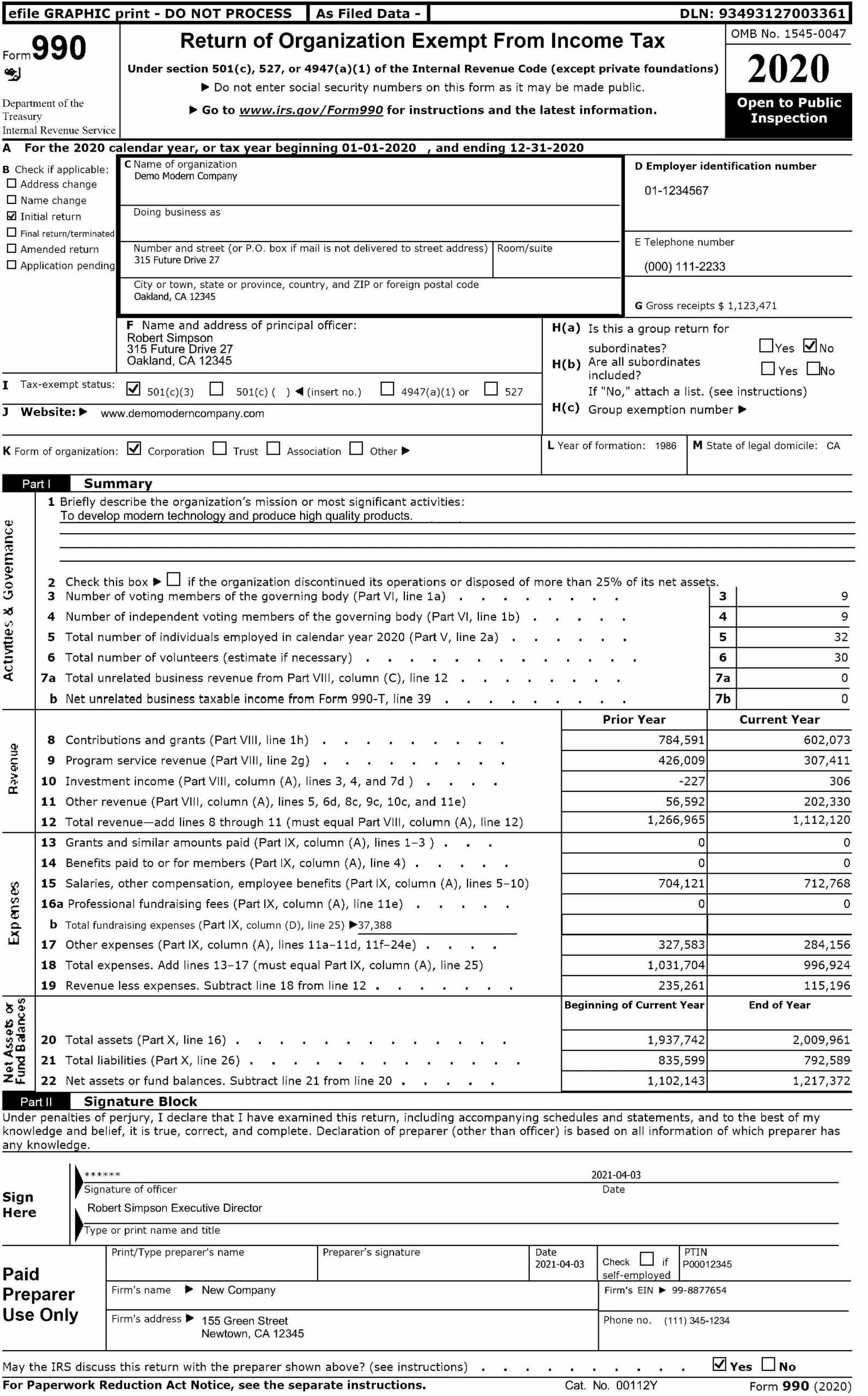 IRS Form 990 Automated Document Processing Vantage Document AI