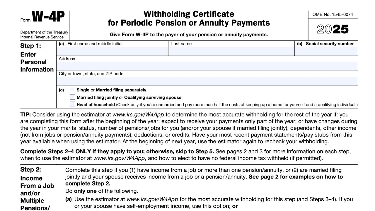 IRS Form W 4P Walkthrough Withholding Certificate For Periodic Pension Or Annuity Payments 