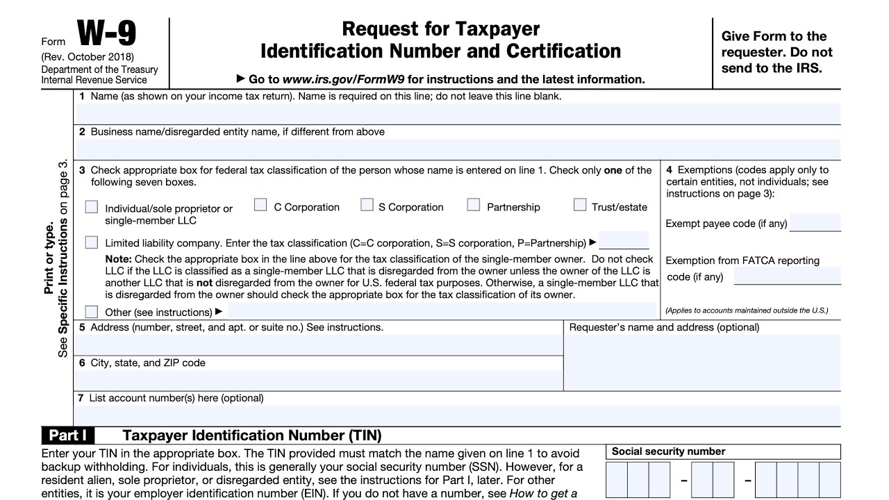 IRS Form W 9 Walkthrough Request For Taxpayer Identification Number And Certification 