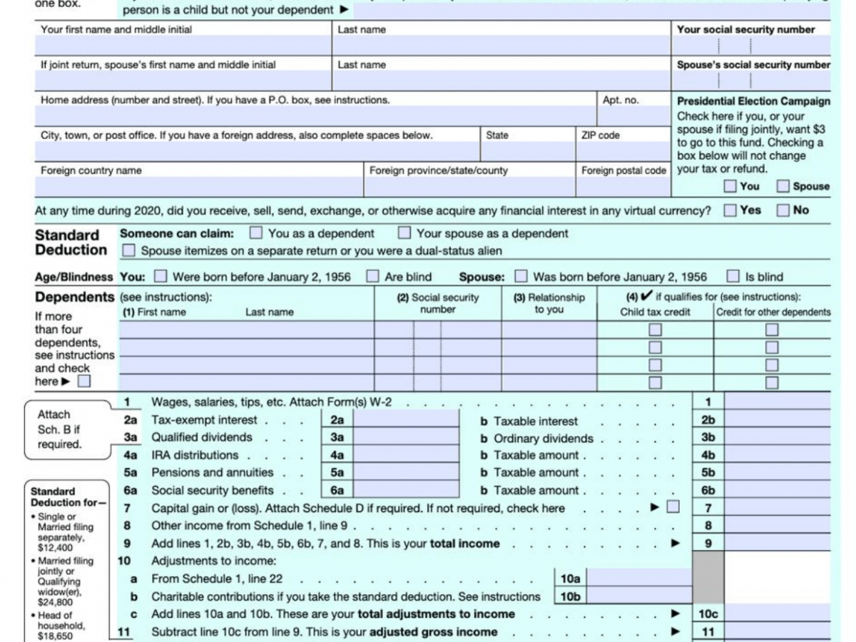 IRS Releases Form 1040 For 2020 Tax Year Taxgirl 