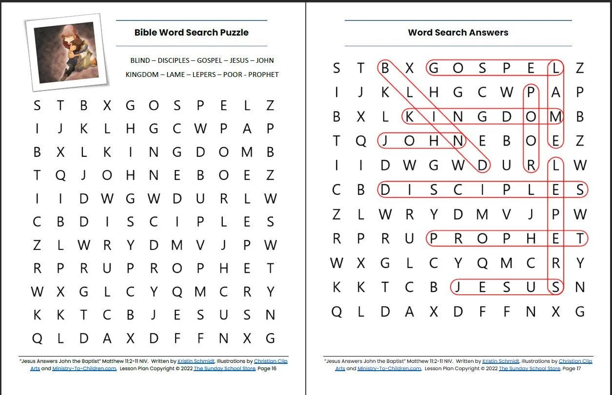 Bible Puzzles Printable Free John The Baptist