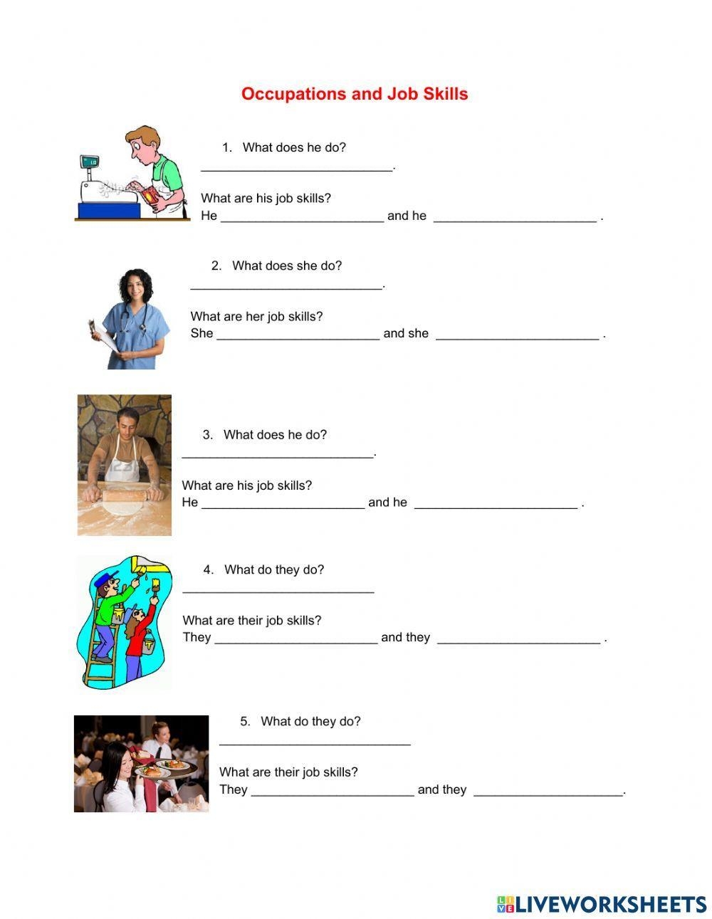 Job And Job Skills Worksheet Worksheets Library
