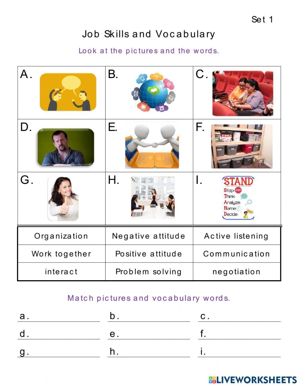 Job Skills Worksheet PDF Employment Behavior Modification 