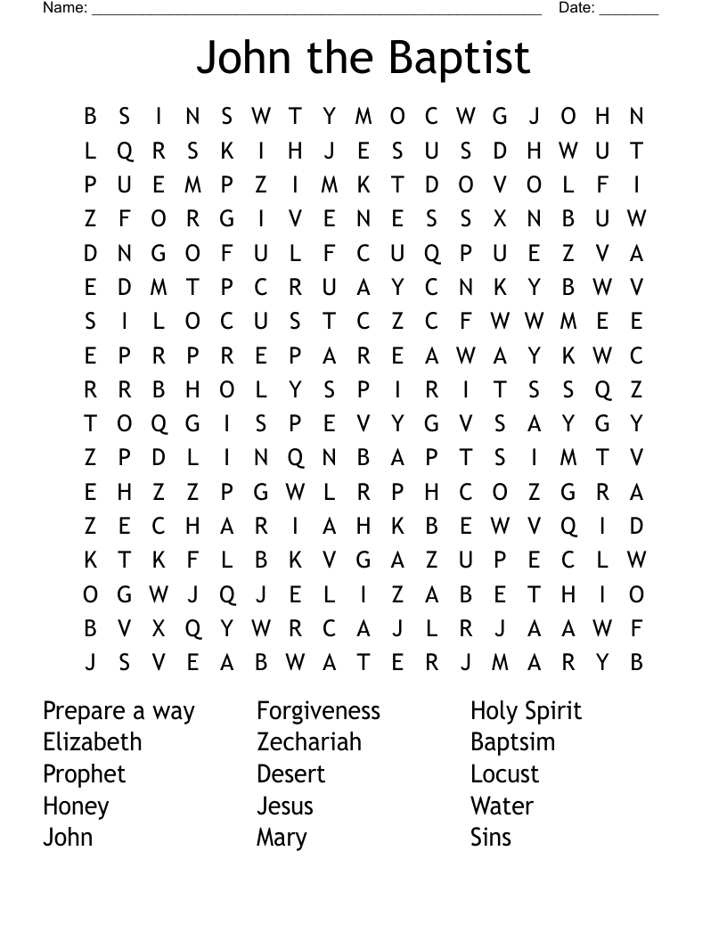 John The Baptist Crossword WordMint