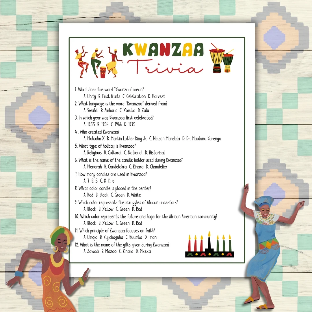 Kwanzaa Trivia Game Kwanzaa Printable Trivia Questions Kwanzaa 