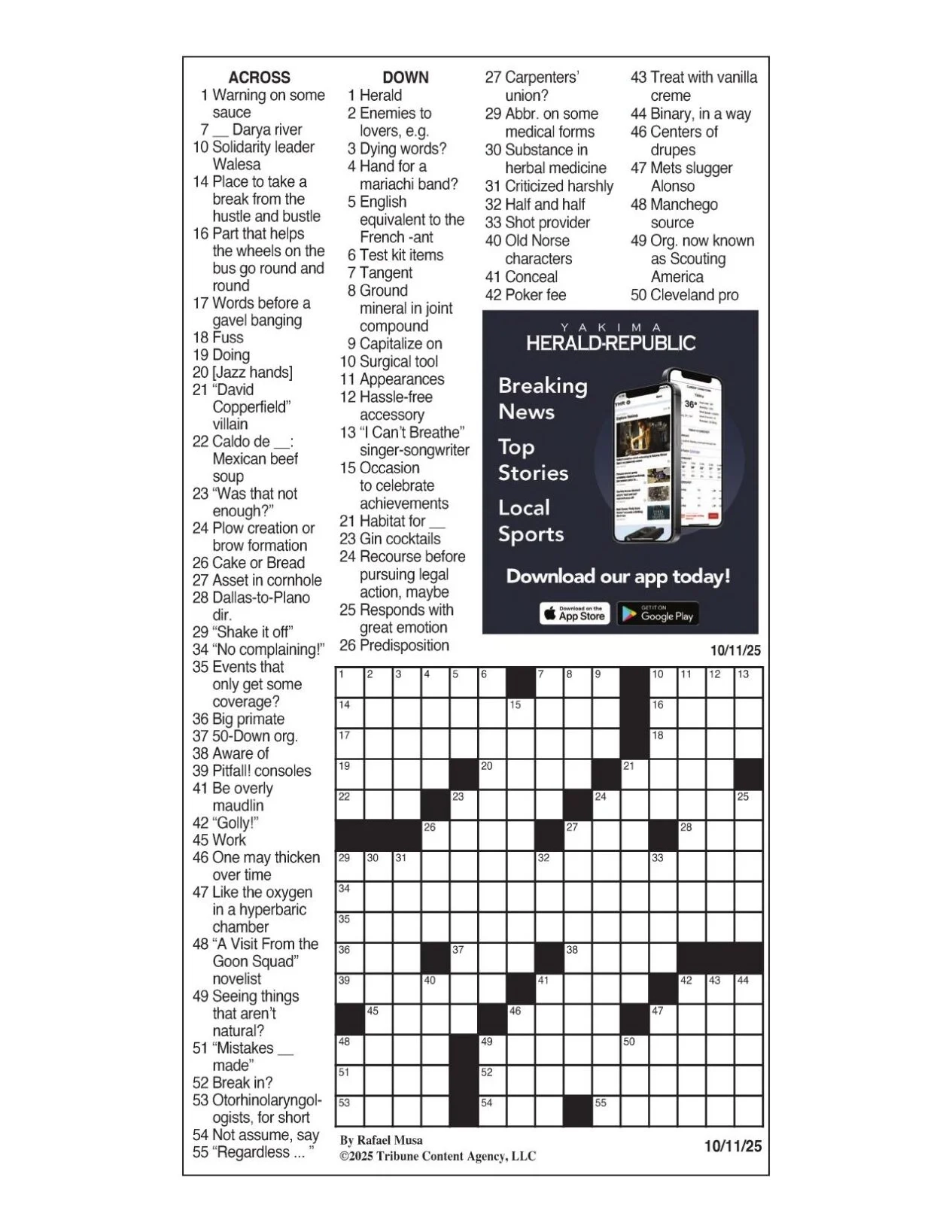 LA Times Crossword Oct 11 2025 Crosswords Yakimaherald