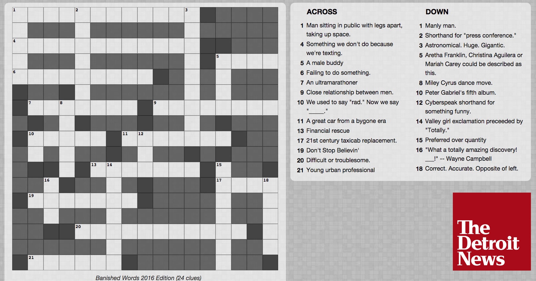 Lake Superior State University Banished Words Crossword Style 