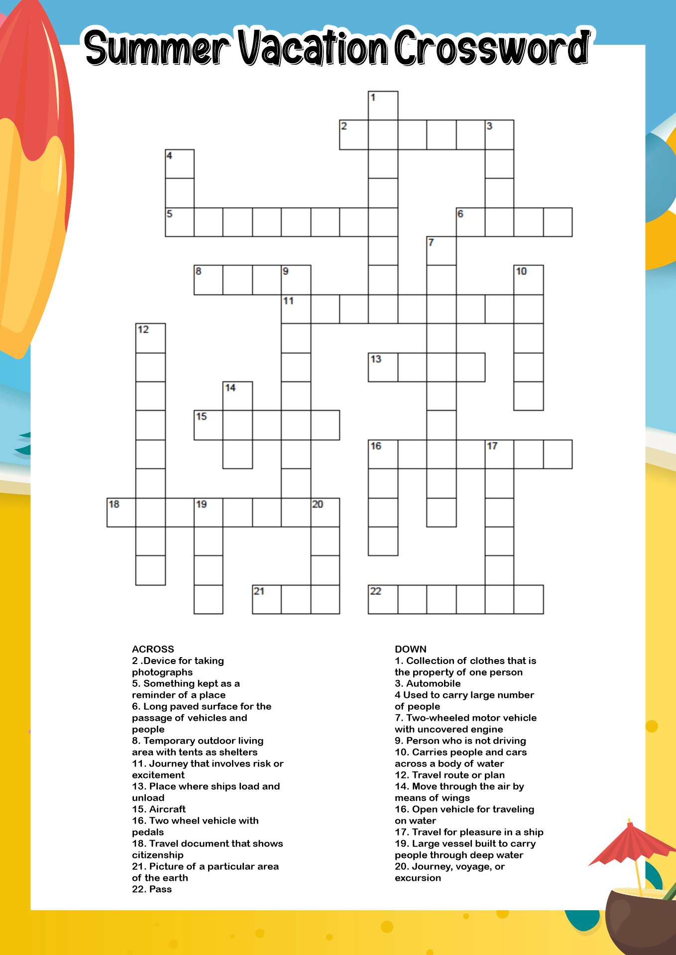 Giant Crossword Puzzle Printable