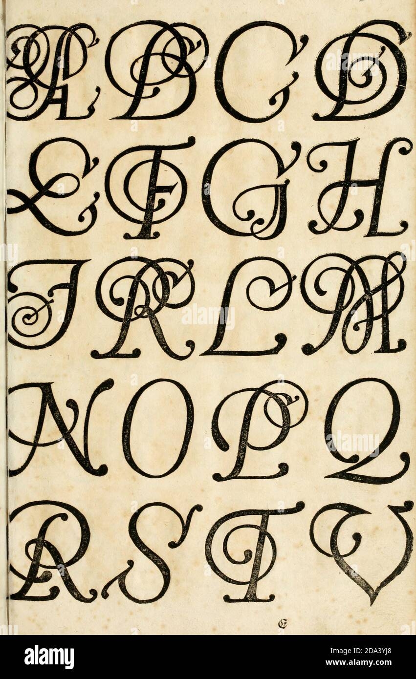 Letter And Ornaments From 1655 Calligraphy Design Ink Brush 