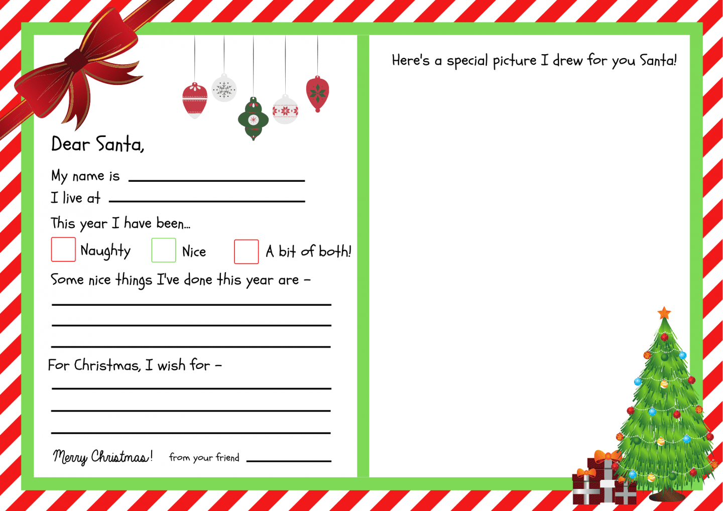 Free Dear Santa Letter Printable Template