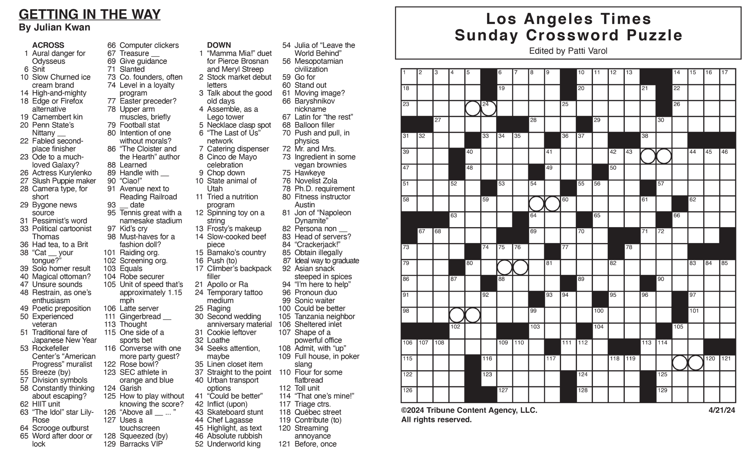 Free Tv Guide Crossword Printable