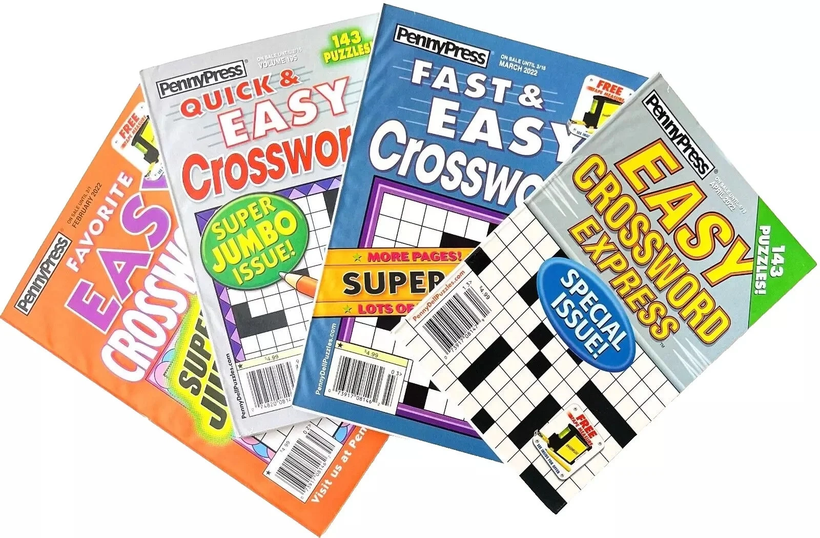 Lot 4 Dell Penny Press Easy Quick Express Super Jumbo Crossword 