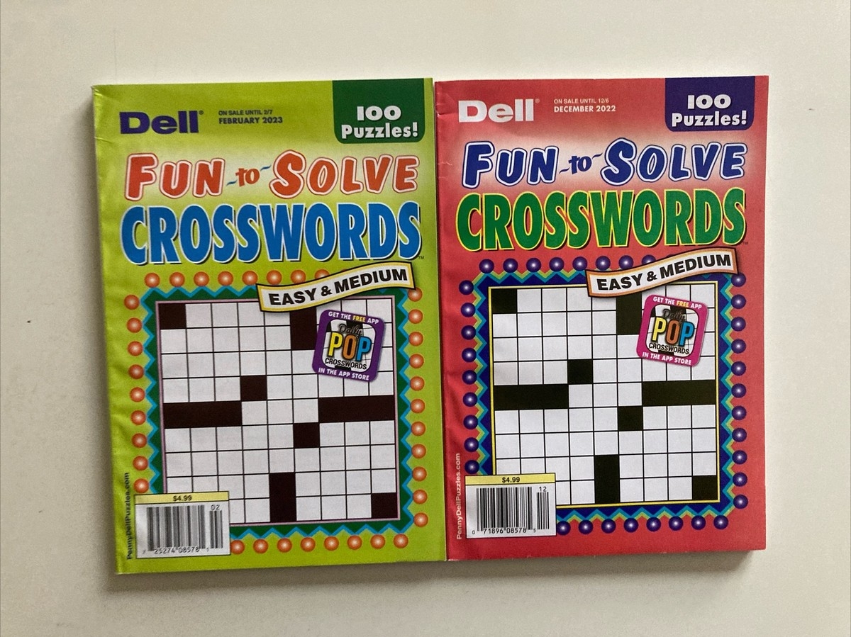 Lot Of 2 Dell Fun To Solve Crossword Puzzle Books Easy Medium UNSORTED