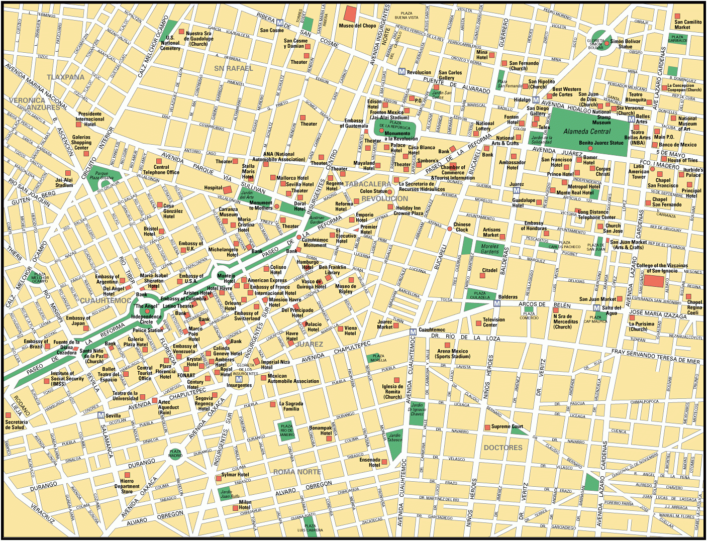 Map Of Mexico City Tourist Attractions Sightseeing amp Tourist Tour