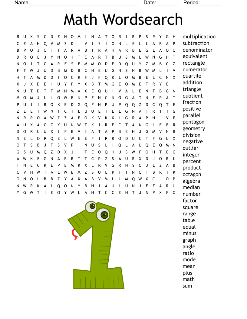 Free Printable Math Word Search For Kids