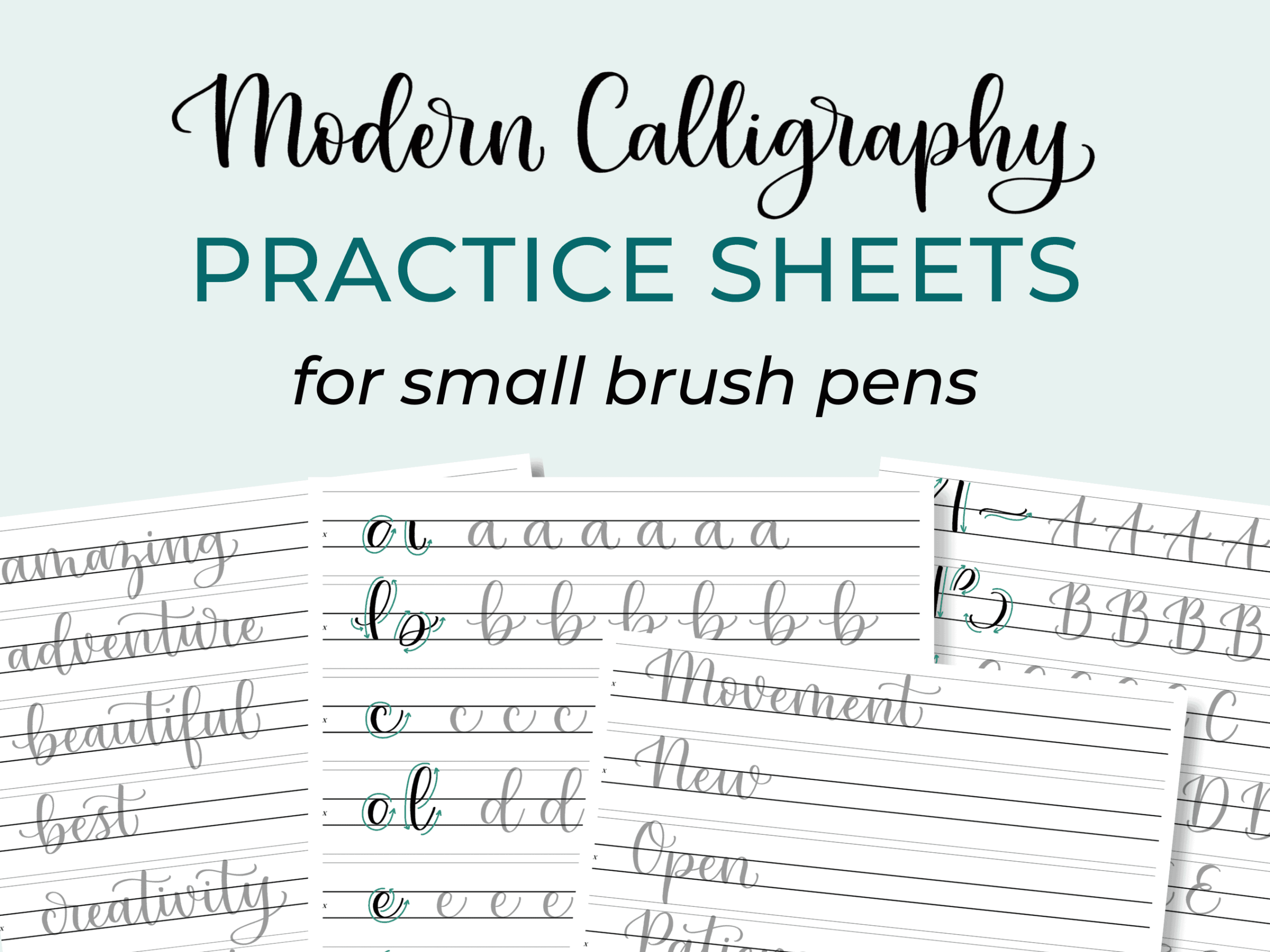 Modern Calligraphy Alphabet Practice Sheets Printable Worksheets For Small Brush Pens