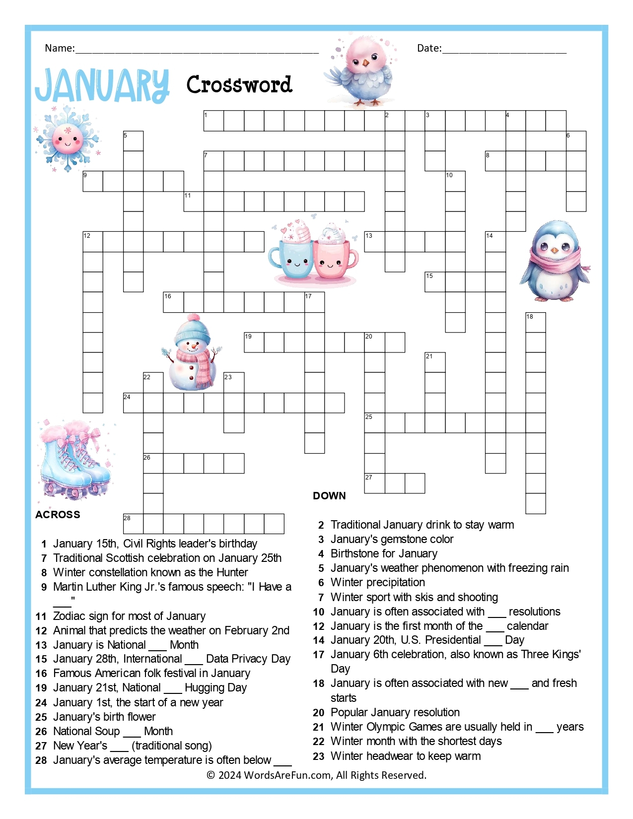 Month Specific Crossword Puzzles