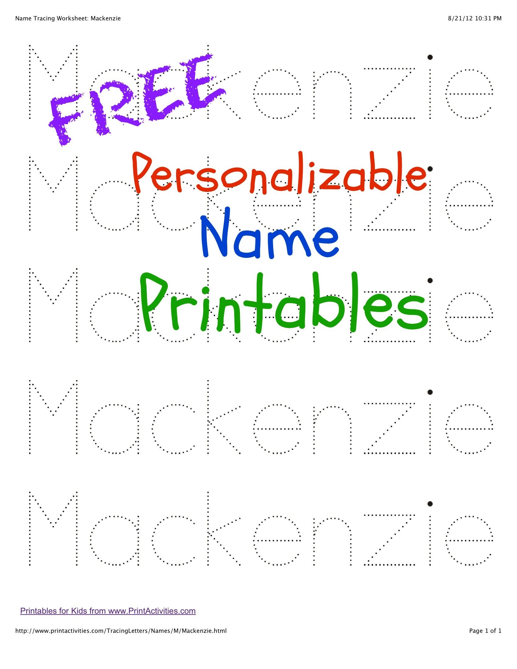 My Name Tracing Worksheets 10 Free PDF Printables Printablee 