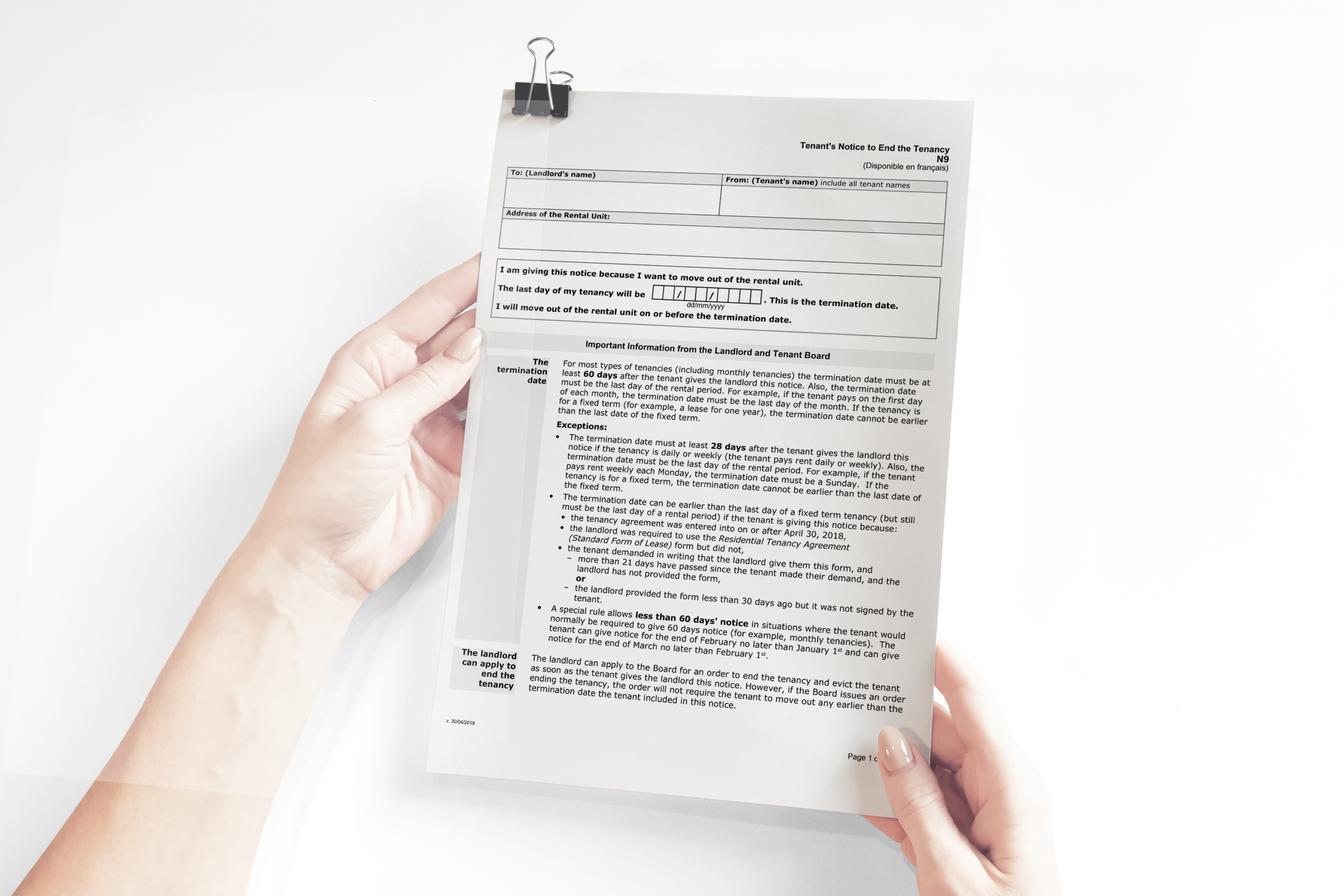 N9 Form Ontario Tenant Notice