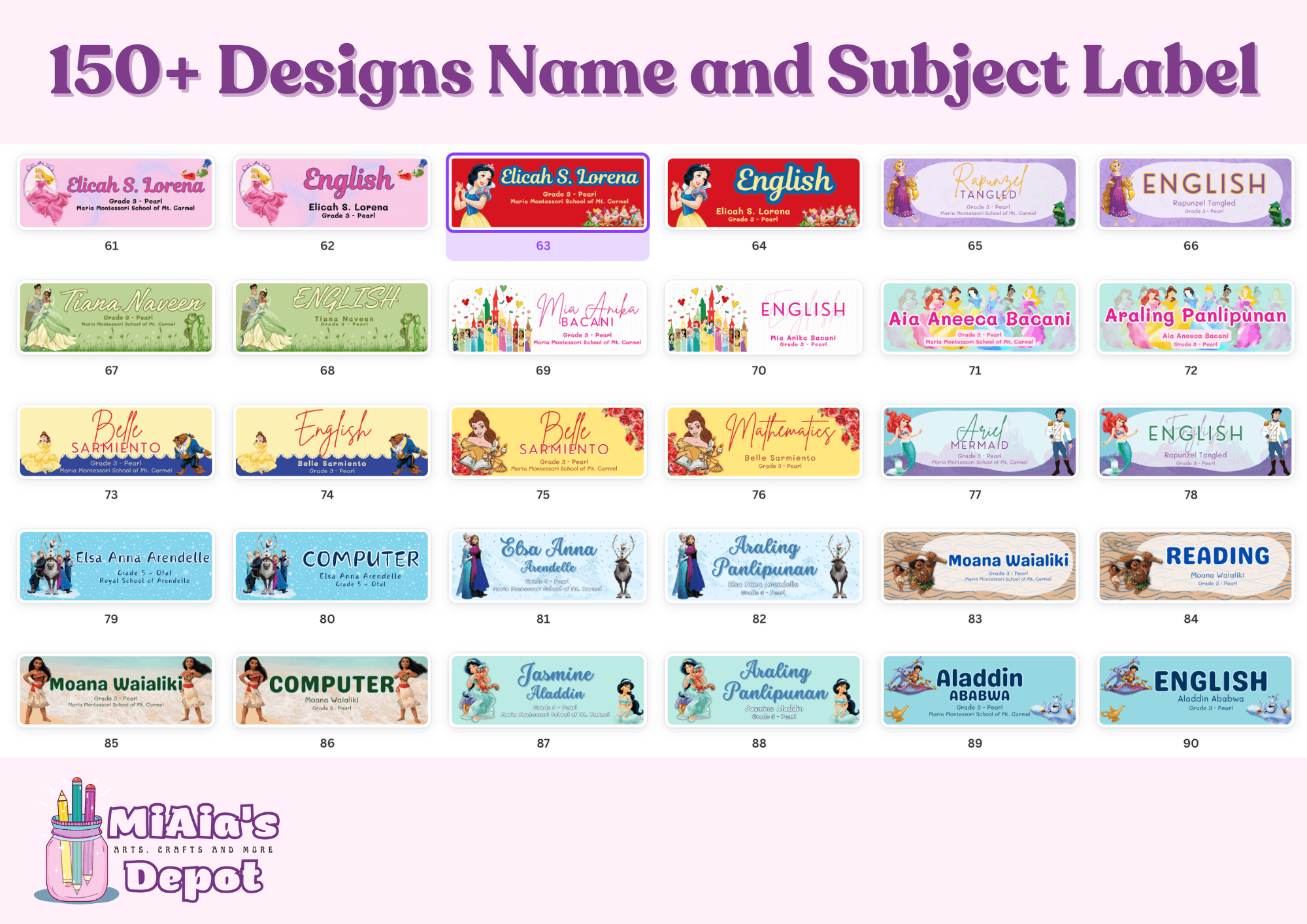 Name And Subject Labels With Free A4 Size Pattern Canva Editable 
