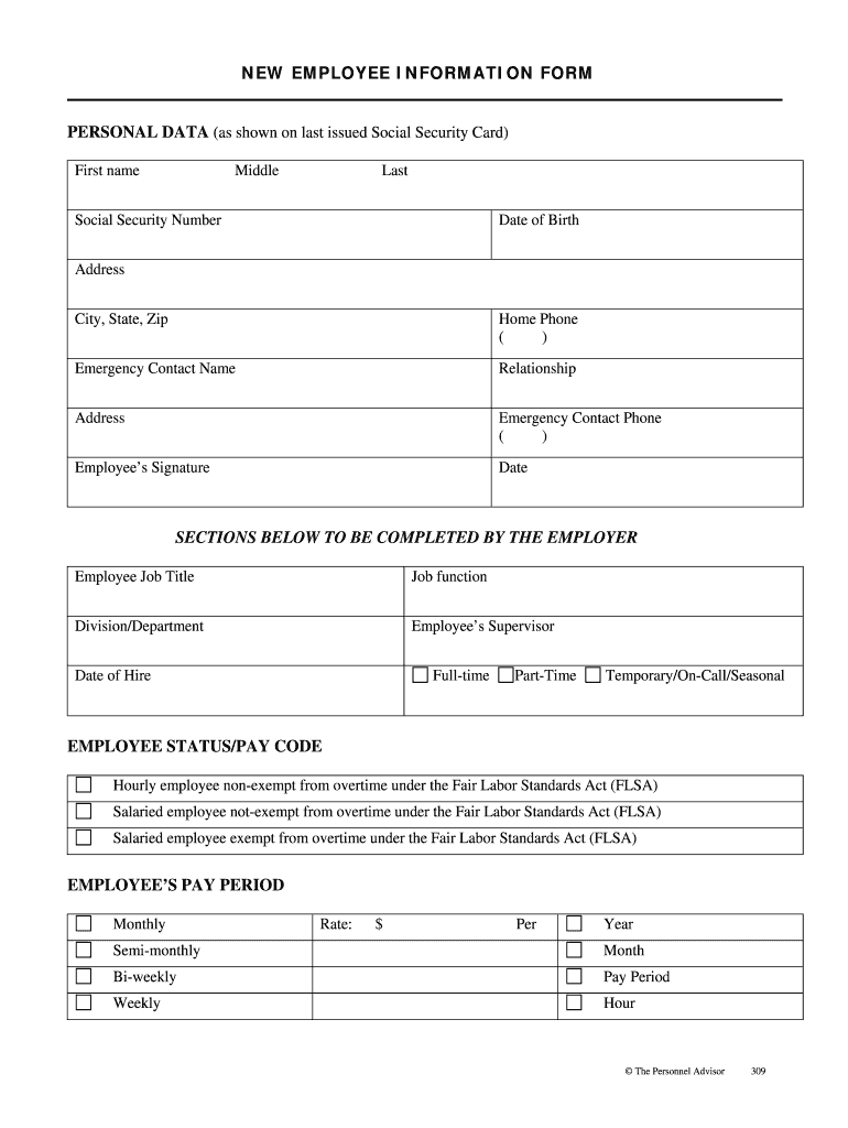 New Employee Forms Fill Online Printable Fillable Blank 