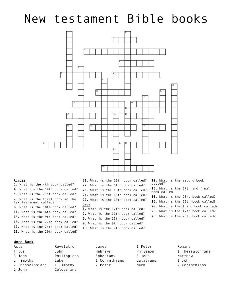 Christian Crossword Puzzles Printable Free