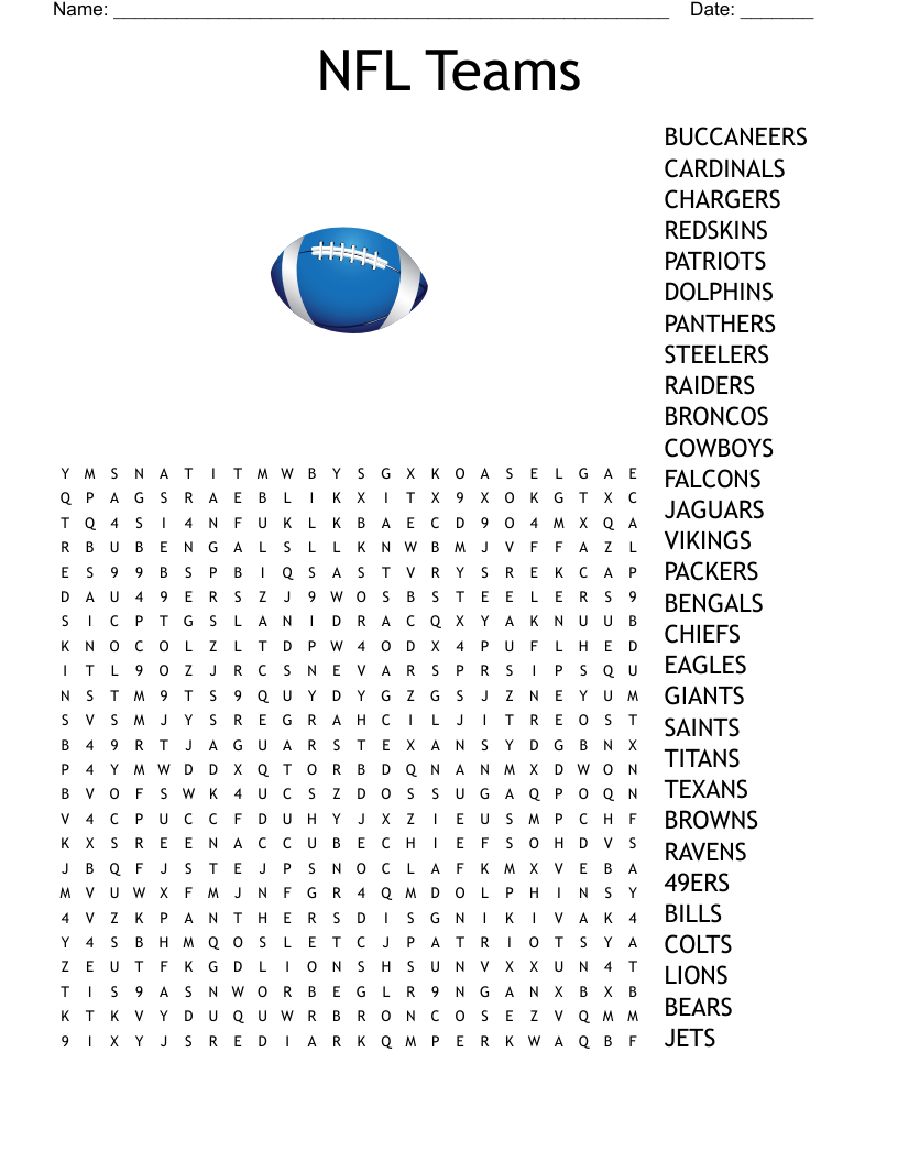 Nfl Teams Crossword Puzzle Answers