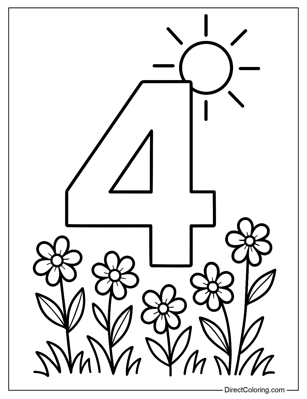 Number 4 Coloring Page Printable
