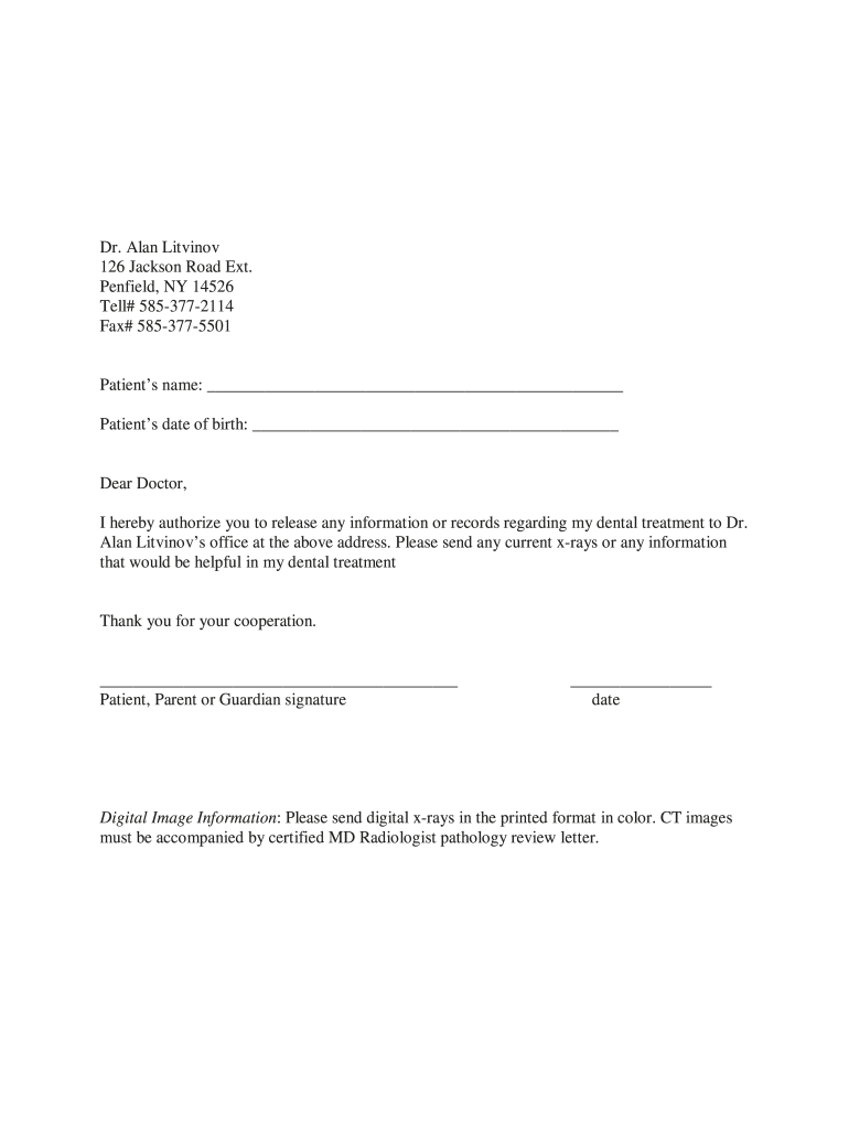 X Ray Release Form Template