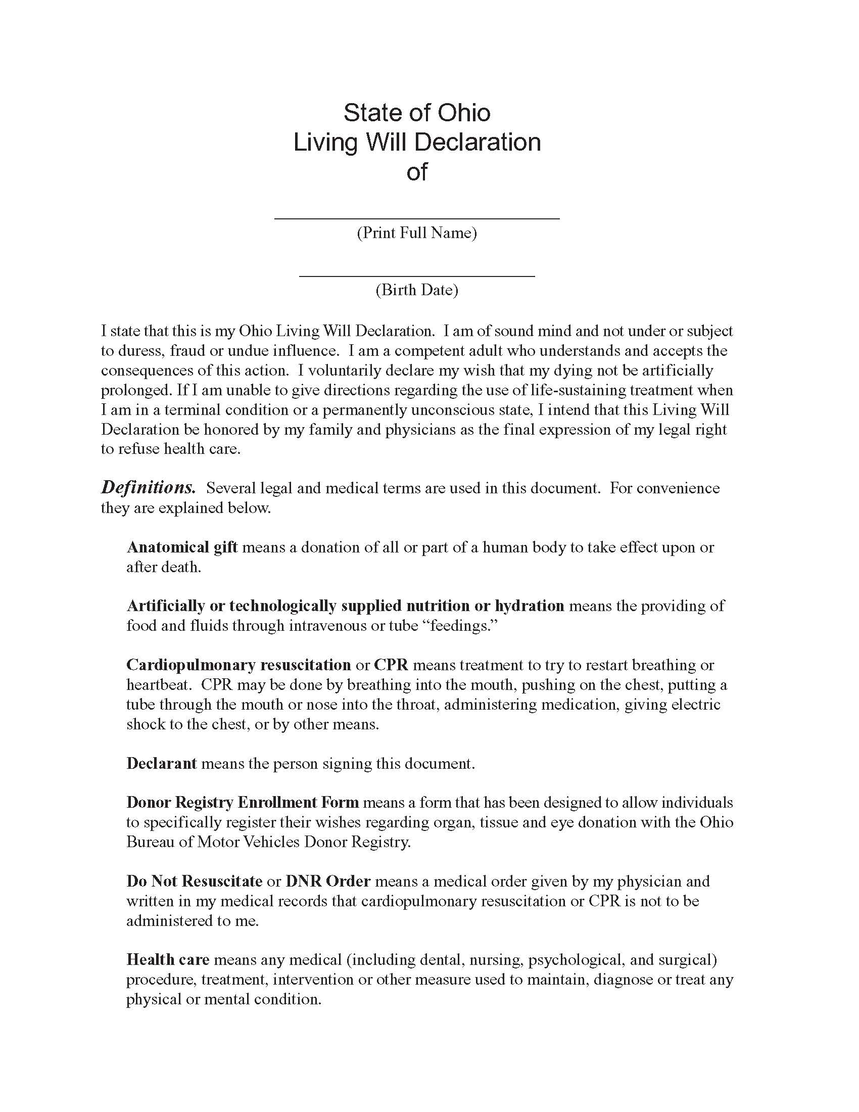 Print A Form For A Will