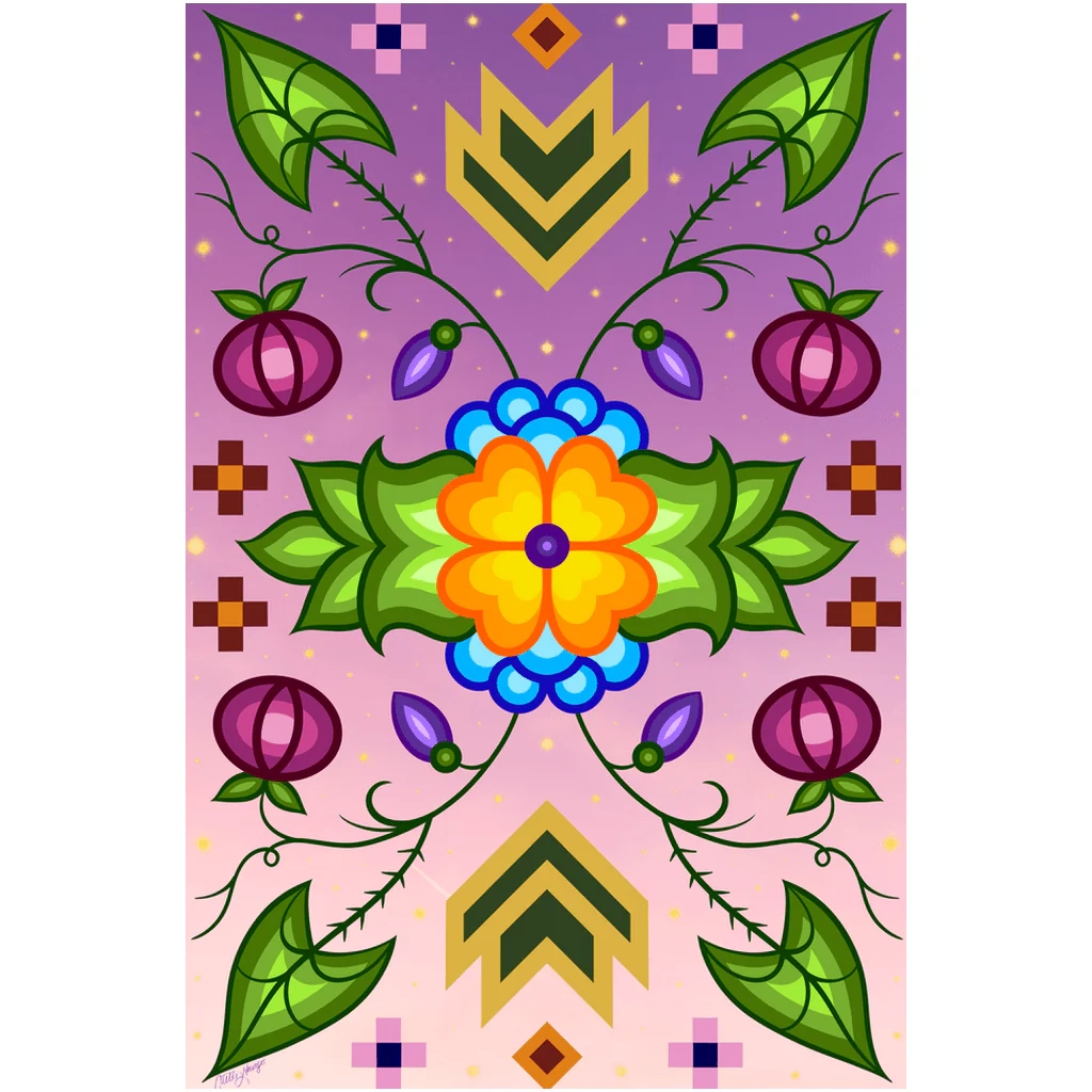 Ojibwe Floral Geometric Print Bizaanide ewin