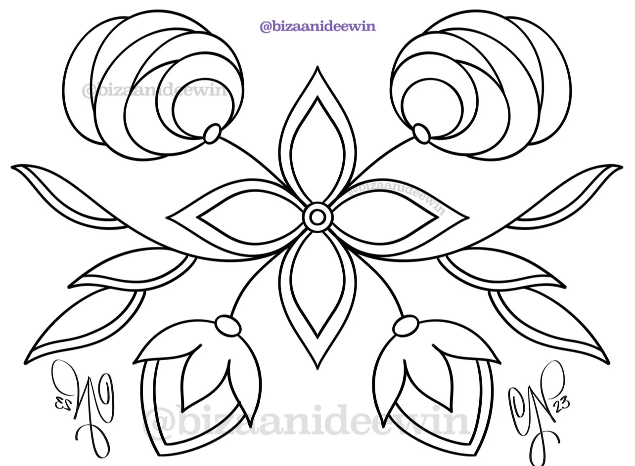 Ojibwe Woodland Floral Tattoo Token Bizaanide ewin