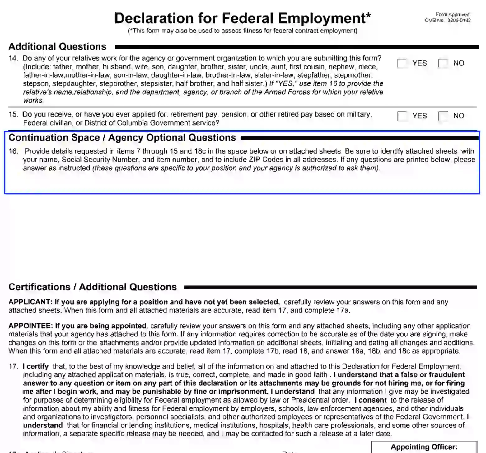 OPM Optional Form 306 Fill Out Printable PDF Forms Online