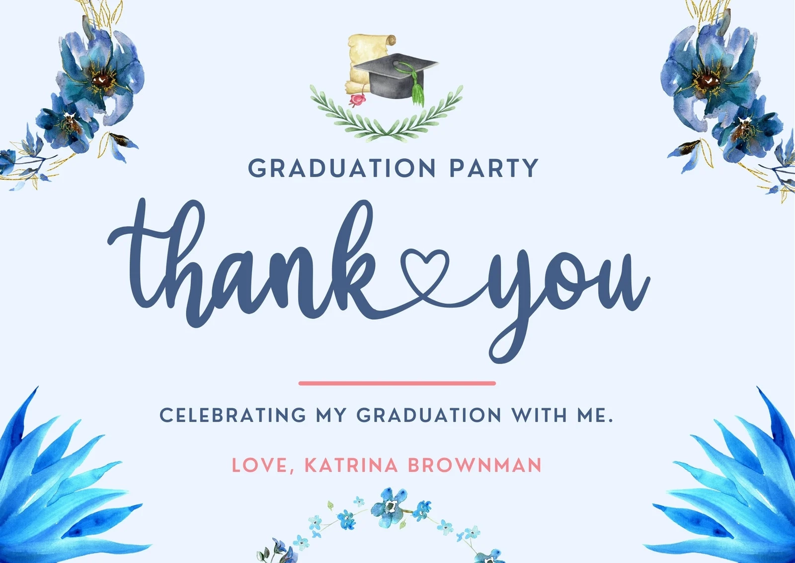 Page 2 Free Custom Printable Graduation Thank You Card Templates 
