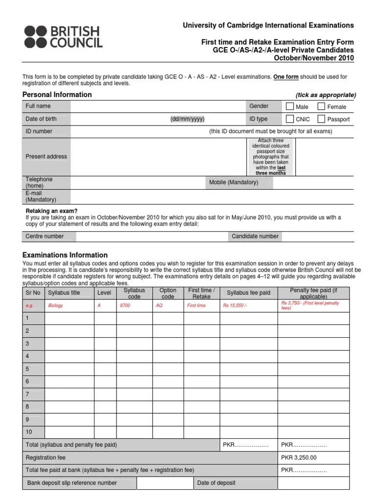 O Level Form Apply